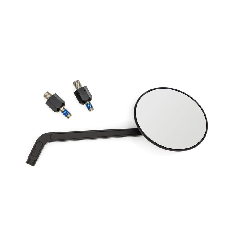 Daytona Aluminium Flat Mirror Black Round Right Mirror Back Each