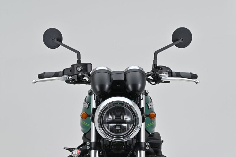 Daytona Aluminium Flat Mirror Black Round Right Mirror Back Each