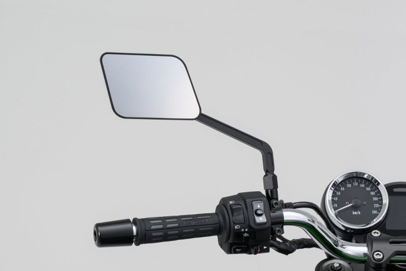 Daytona Aluminium Flat Mirror Black Square Left Mirror Back Each