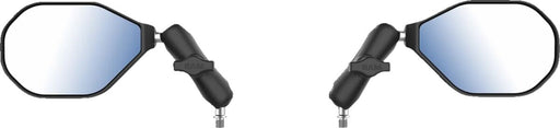 RAM Mounts Tough-Mirror™ Kit with M10-1.25 Bases - Medium Arm Black Powder-Coated Left Right Ball and Socket Side View Aluminium Composite
