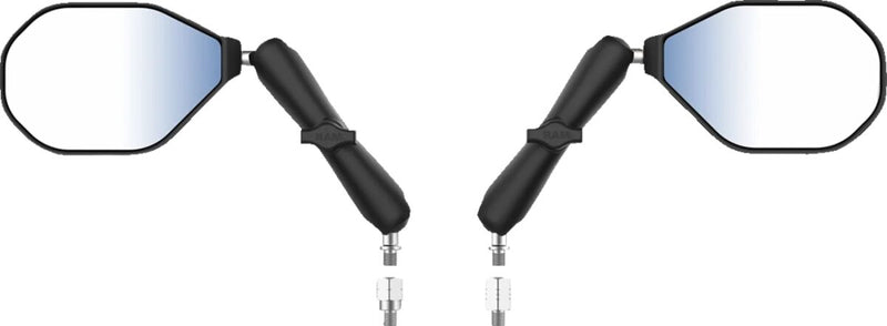 RAM Mounts Tough-Mirror™ Kit with M10-1.25 Bases/Reverse Adapter - Long Arm Black Powder-Coated Left Right Ball and Socket Side View Aluminium Comp... #RAM-B-349-RTA-C-465R