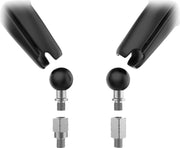 RAM Mounts Tough-Mirror™ Kit with M10-1.25 Bases/Reverse Adapter - Long Arm Black Powder-Coated Left Right Ball and Socket Side View Aluminium Comp...
