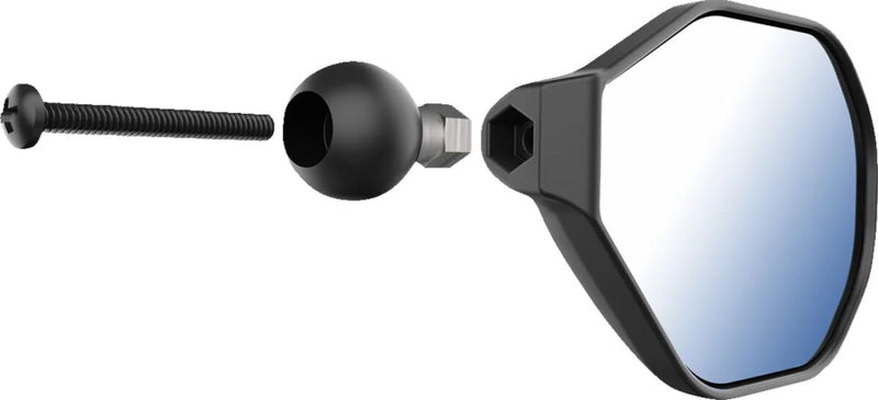 RAM Mounts Tough-Mirror™ Right Mirror with Ball Black Double Ball and Socket Side View Composite Stainless Steel Kit