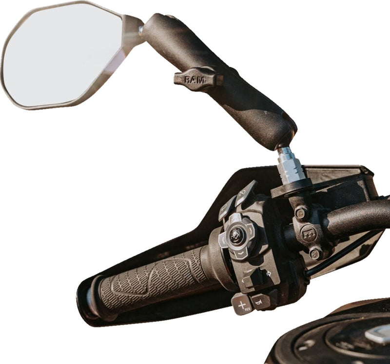 RAM Mounts Tough-Mirror™ Left Mirror without Ball Black Ball and Socket Side View Composite Each