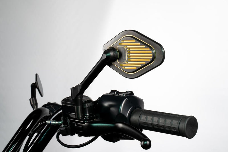 Drag Specialties Adjustable Mirror Short Stem (12 cm) Black & Gold Edition Left Handlebar Aluminium #M03-06-L-BDG