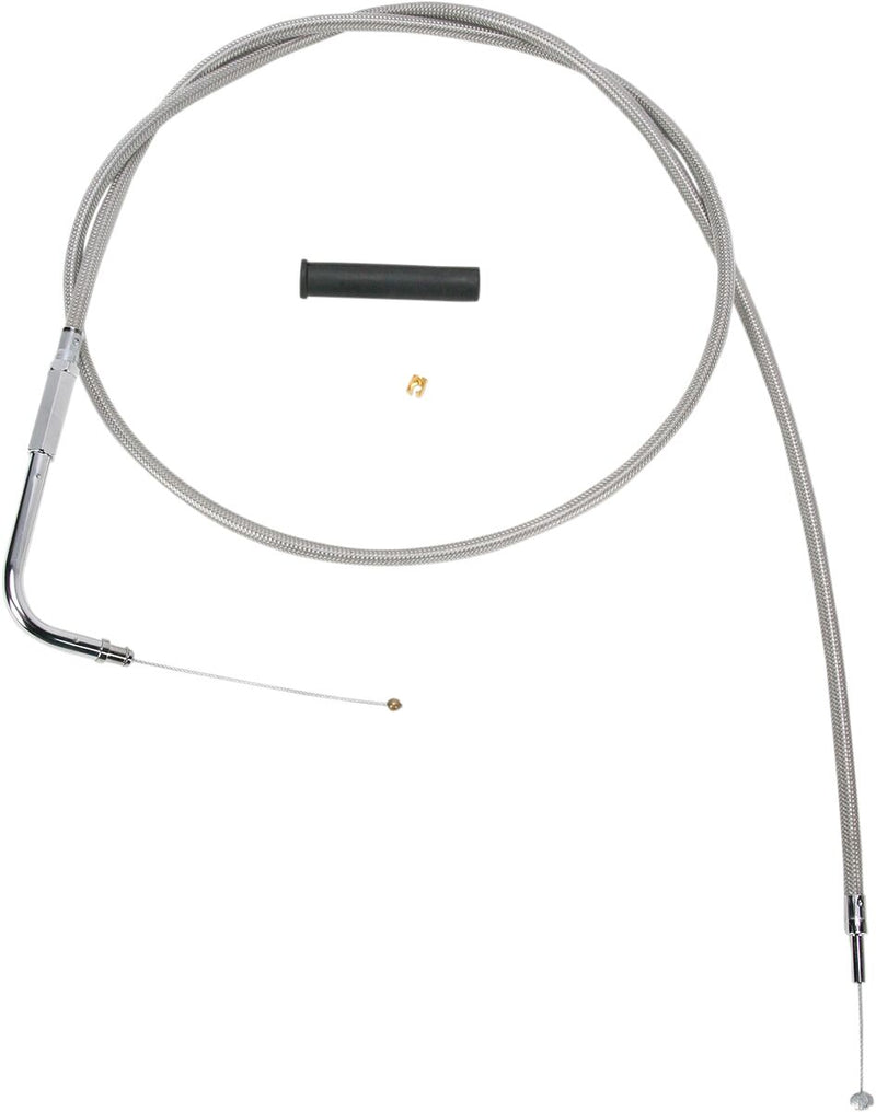 Drag Specialties Stainless Braided Throttle Cable Fits Harley-Davidson Dyna, Softail, Sportster, Touring, V-Rod Models 1996-2022