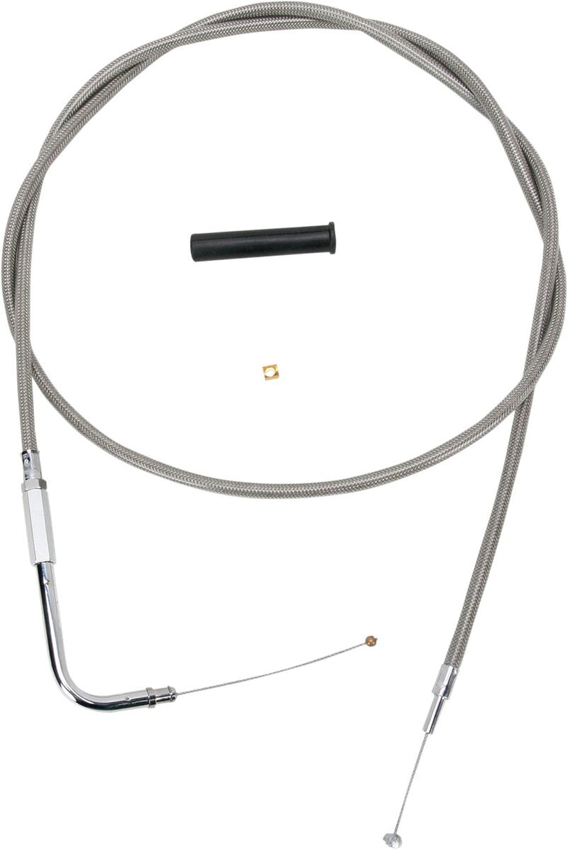 Drag Specialties Stainless Braided Throttle Cable Fits Harley-Davidson Dyna, Softail, Sportster, Touring, V-Rod Models 1996-2022