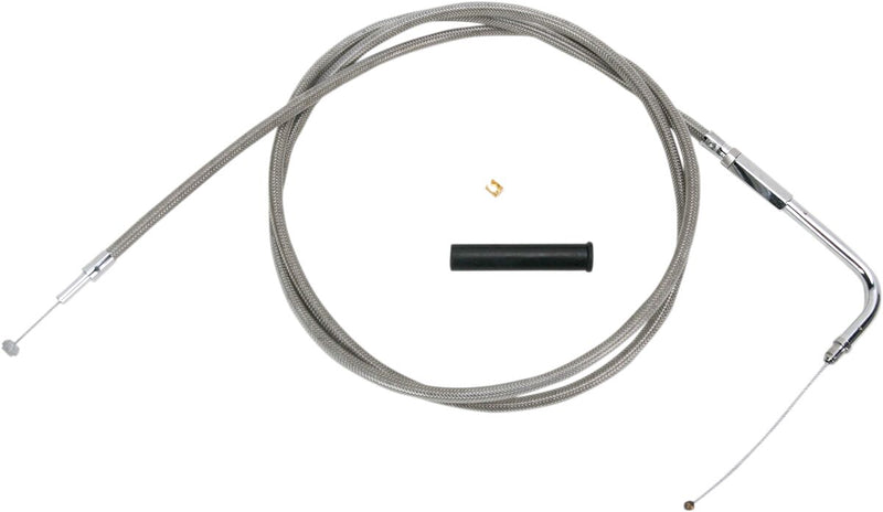 Drag Specialties Stainless Braided Throttle Cable Fits Harley-Davidson Dyna, Softail, Sportster, Touring, V-Rod Models 1996-2022