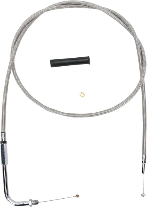 Drag Specialties Stainless Braided Throttle Cable Silver Unfinished