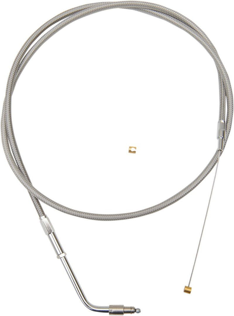 LA Choppers Stainless Braided Handlebar Throttle Cable Silver Alternate Length Ape Hanger 38 cm - 43 cm (15" - 17")