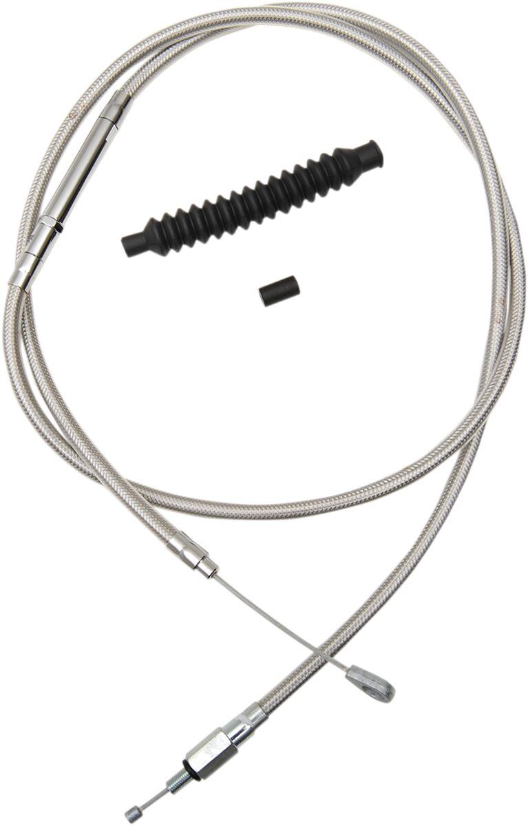 LA Choppers Stainless Steel Braided Clutch Cable Polished Silver Alternate Length