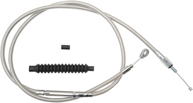 LA Choppers Stainless Steel Braided Clutch Cable Polished Silver Alternate Length