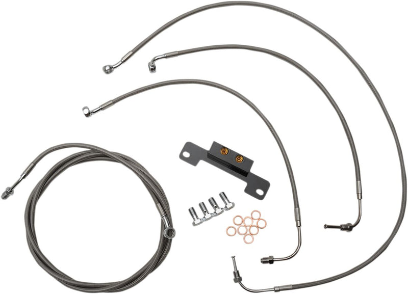 LA Choppers Standard Stainless Braided Handlebar Cable/Brake Line Kit Cable Kit Clear-Coated Natural Silver Alternate Length Clutch Line