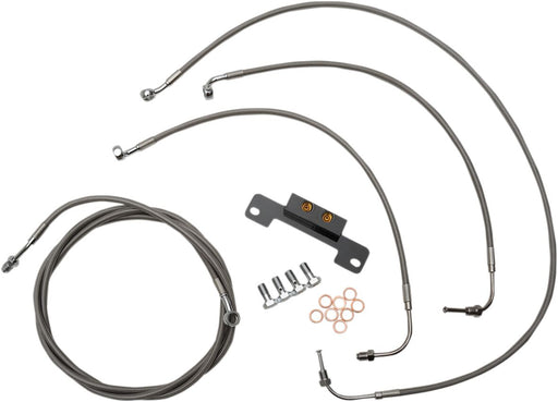 LA Choppers Standard Stainless Braided Handlebar Cable/Brake Line Kit Cable Kit Clear-Coated Natural Silver Alternate Length Clutch Line
