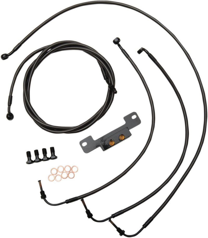 LA Choppers Standard Midnight Braided Handlebar Cable/Brake Line Kit Cable Kit Black Clear-Coated Alternate Length Clutch Line