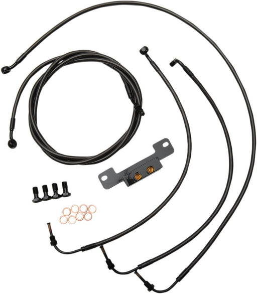 LA Choppers Standard Midnight Braided Handlebar Cable/Brake Line Kit Cable Kit Black Clear-Coated Alternate Length Clutch Line