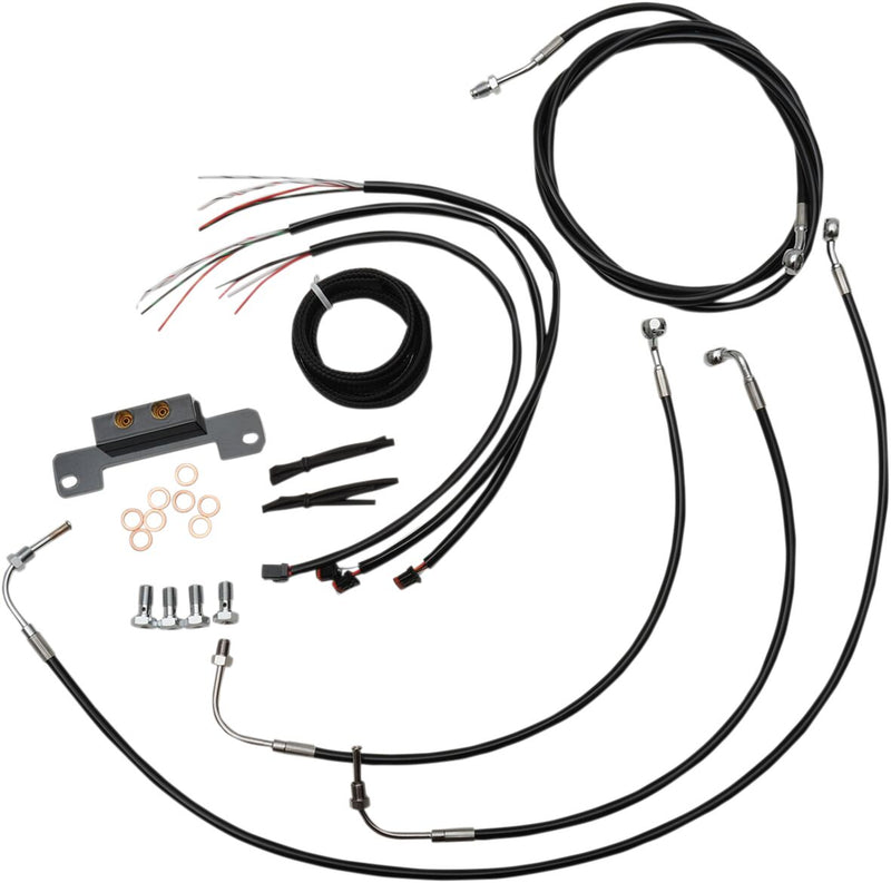 LA Choppers Complete Black Vinyl Braided Handlebar Cable/Brake Line Kit Cable Kit Clear-Coated Alternate Length Clutch Line Black| Clear-Coated| Natural
