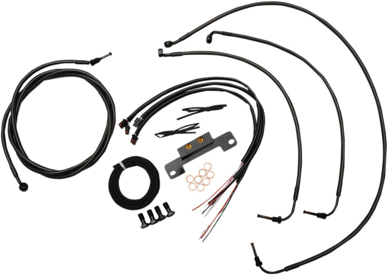 LA Choppers Complete Midnight Braided Handlebar Cable/Brake Line Kit Cable Kit Black Clear-Coated Alternate Length Clutch Line Black| Clear-Coated| Natural