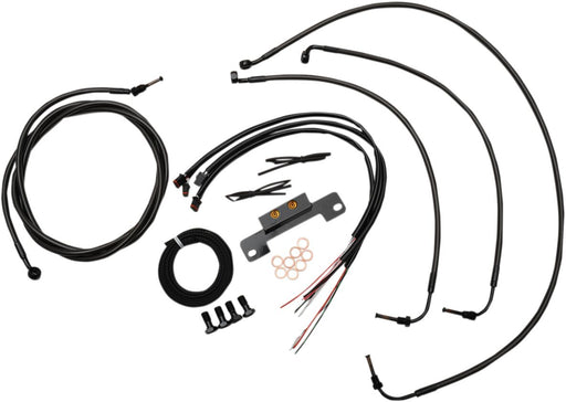 LA Choppers Complete Midnight Braided Handlebar Cable/Brake Line Kit Cable Kit Black Clear-Coated Alternate Length Clutch Line Black| Clear-Coated| Natural
