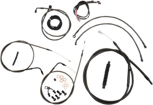 LA Choppers Complete Midnight Braided Handlebar Cable/Brake Line Kit Cable Kit Black Clear-Coated Alternate Length Clutch Line Black| Clear-Coated| Natural