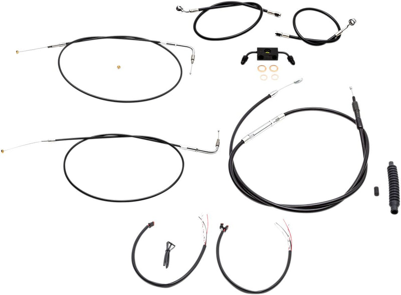 LA Choppers Complete Black Vinyl Braided Handlebar Cable/Brake Line Kit Cable Kit Clear-Coated Alternate Length Clutch Line Black| Clear-Coated| Natural