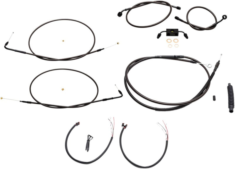 LA Choppers Complete Midnight Braided Handlebar Cable/Brake Line Kit Cable Kit Black Clear-Coated Alternate Length Clutch Line Black| Clear-Coated| Natural