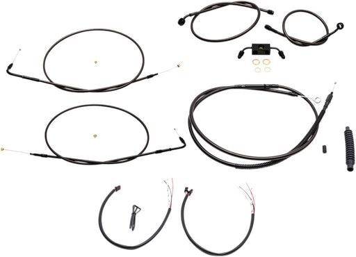 LA Choppers Complete Midnight Braided Handlebar Cable/Brake Line Kit Cable Kit Black Clear-Coated Alternate Length Clutch Line Black| Clear-Coated| Natural