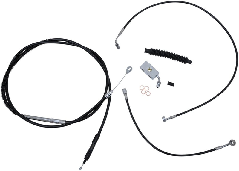 LA Choppers Complete Black Vinyl Braided Handlebar Cable/Brake Line Kit Standard Cable Kit Clear-Coated Alternate Length Clutch Line Black| Clear-Coated| Natural