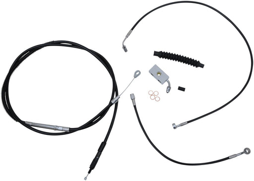 LA Choppers Complete Black Vinyl Braided Handlebar Cable/Brake Line Kit Standard Cable Kit Clear-Coated Alternate Length Clutch Line Black| Clear-Coated| Natural