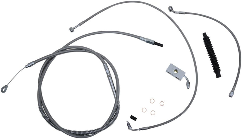 LA Choppers Standard Stainless Braided Handlebar Cable/Brake Line Kit Cable Kit Clear-Coated Natural Silver Alternate Length Clutch Line