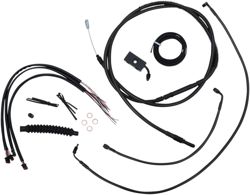 LA Choppers Complete Midnight Braided Handlebar Cable/Brake Line Kit Cable Kit Black Clear-Coated Alternate Length Clutch Line Black| Clear-Coated| Natural