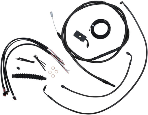 LA Choppers Complete Midnight Braided Handlebar Cable/Brake Line Kit Cable Kit Black Clear-Coated Alternate Length Clutch Line Black| Clear-Coated| Natural