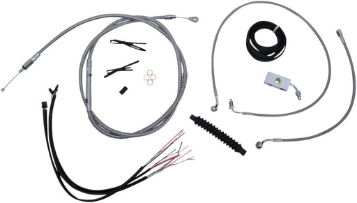 LA Choppers Complete Stainless Braided Handlebar Cable/Brake Line Kit Cable Kit Clear-Coated Natural Silver Alternate Length Clutch Line