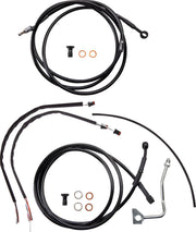 Burly Brand Complete Black Vinyl Handlebar Cable/Line Kit for Ape Hangers Cable Kit Alternate Length Braided Brake Line Clutch Line