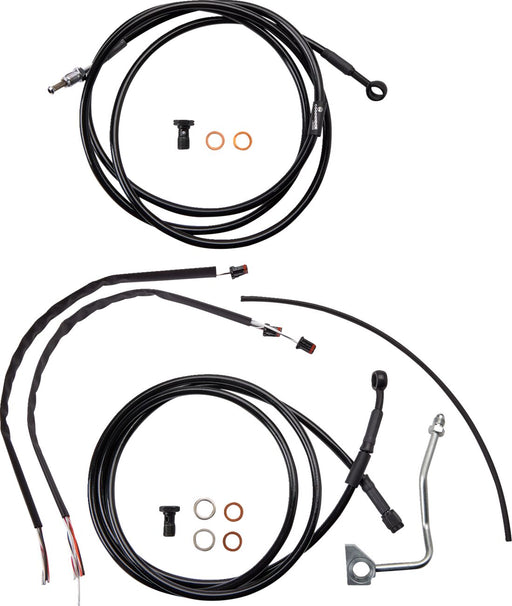 Burly Brand Complete Black Vinyl Handlebar Cable/Line Kit for Ape Hangers Cable Kit Alternate Length Braided Brake Line Clutch Line