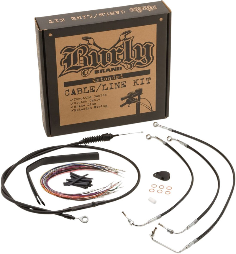 Burly Brand Complete Black Vinyl Handlebar Cable/Line Kit for Ape Hangers Cable Kit Alternate Length Braided Brake Line Clutch Line Each