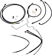 Burly Brand Complete Black Vinyl Handlebar Cable/Line Kit for Ape Hangers Cable Kit Alternate Length Braided Brake Line Clutch Line