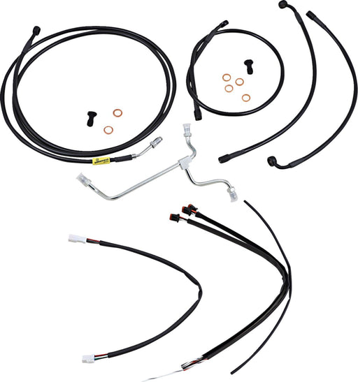 Burly Brand Complete Black Vinyl Handlebar Cable/Line Kit for Ape Hangers Cable Kit Alternate Length Braided Brake Line Clutch Line