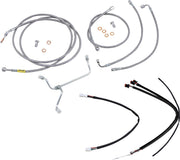 Burly Brand Complete Stainless Braided Handlebar Cable/Brake Line Kit Cable Kit Natural Silver Alternate Length Clutch Line