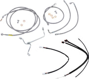Burly Brand Complete Stainless Braided Handlebar Cable/Brake Line Kit Cable Kit Natural Silver Alternate Length Clutch Line Each