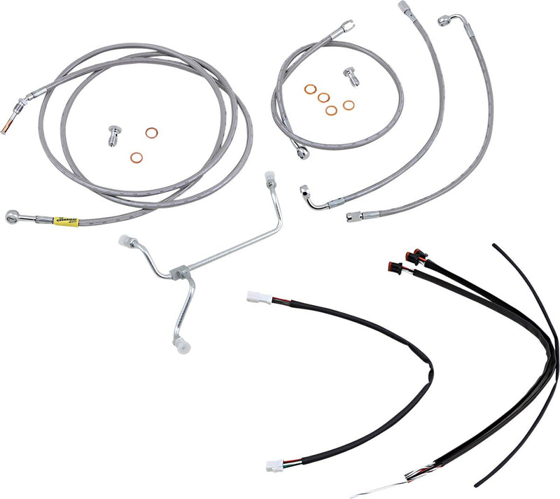 Burly Brand Complete Stainless Braided Handlebar Cable/Brake Line Kit Cable Kit Natural Silver Alternate Length Clutch Line Each