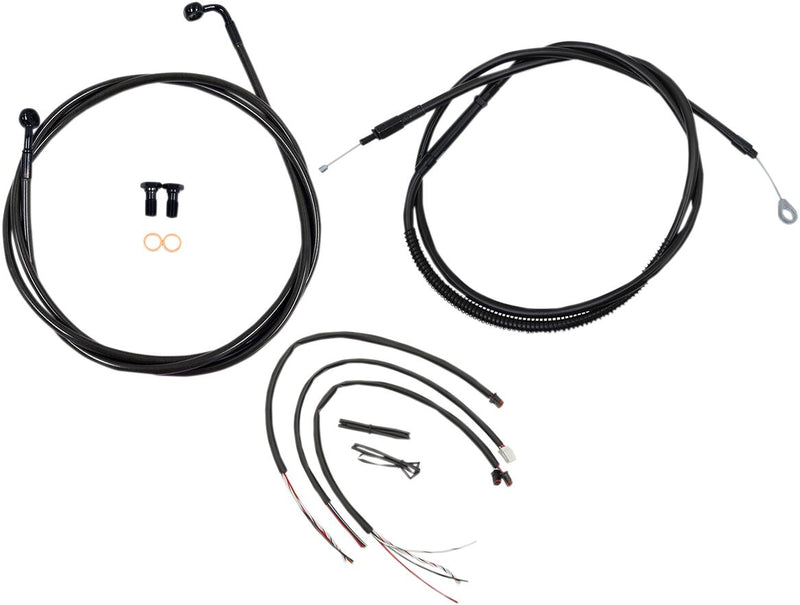 LA Choppers Complete Midnight Braided Handlebar Cable/Brake Line Kit Cable Kit Black Clear-Coated Alternate Length Clutch Line Black| Clear-Coated| Natural