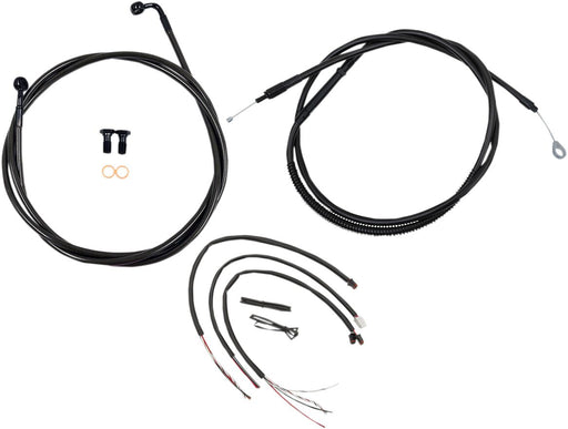 LA Choppers Complete Midnight Braided Handlebar Cable/Brake Line Kit Cable Kit Black Clear-Coated Alternate Length Clutch Line Black| Clear-Coated| Natural