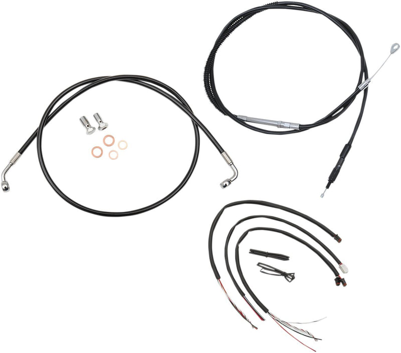 LA Choppers Complete Black Vinyl Braided Handlebar Cable/Brake Line Kit Cable Kit Clear-Coated Alternate Length Clutch Line Black| Clear-Coated| Natural
