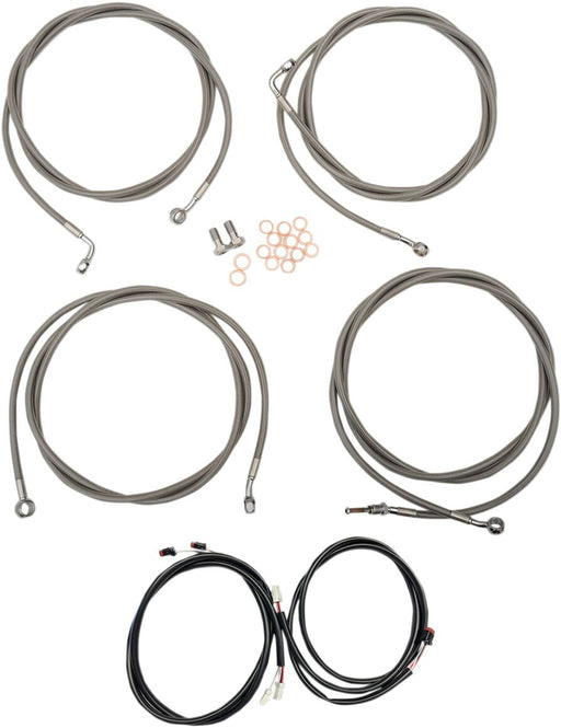 LA Choppers Complete Plug-and-Play Cable Kit Clear-Coated Natural Silver Alternate Length Braided Brake Line Clutch Line
