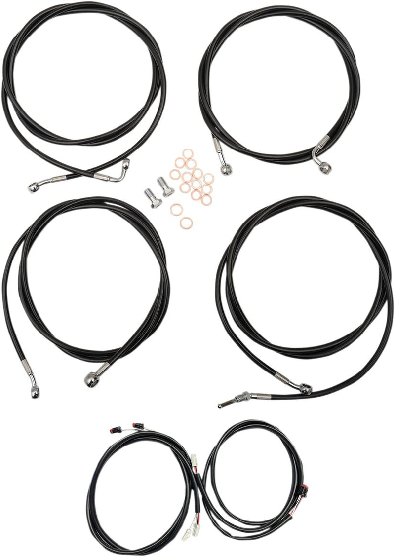 LA Choppers Complete Plug-and-Play Cable Kit Black Clear-Coated Alternate Length Braided Brake Line Clutch Line Black| Clear-Coated| Natural