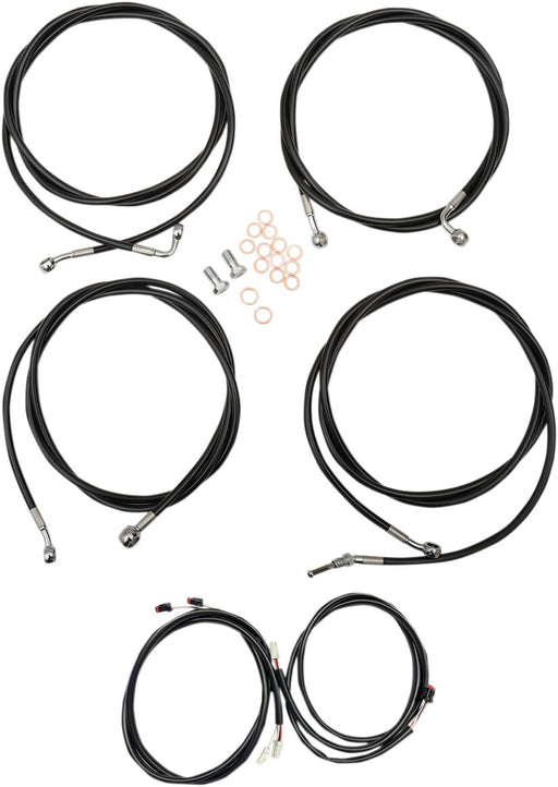 LA Choppers Complete Plug-and-Play Cable Kit Black Clear-Coated Alternate Length Braided Brake Line Clutch Line Black| Clear-Coated| Natural