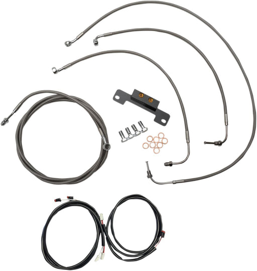 LA Choppers Complete Plug-and-Play Cable Kit Clear-Coated Natural Silver Alternate Length Braided Brake Line Clutch Line