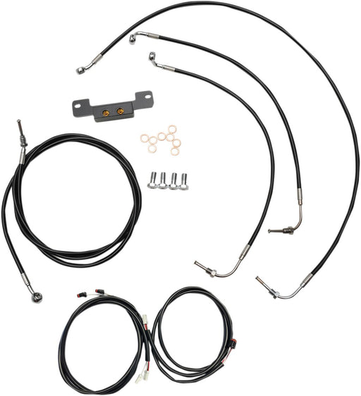 LA Choppers Complete Plug-and-Play Cable Kit Black Clear-Coated Alternate Length Braided Brake Line Clutch Line Black| Clear-Coated| Natural