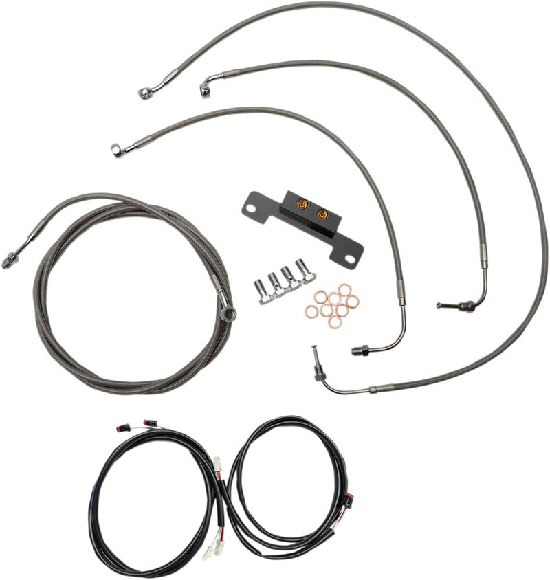 LA Choppers Complete Plug-and-Play Cable Kit Clear-Coated Natural Silver Alternate Length Braided Brake Line Clutch Line